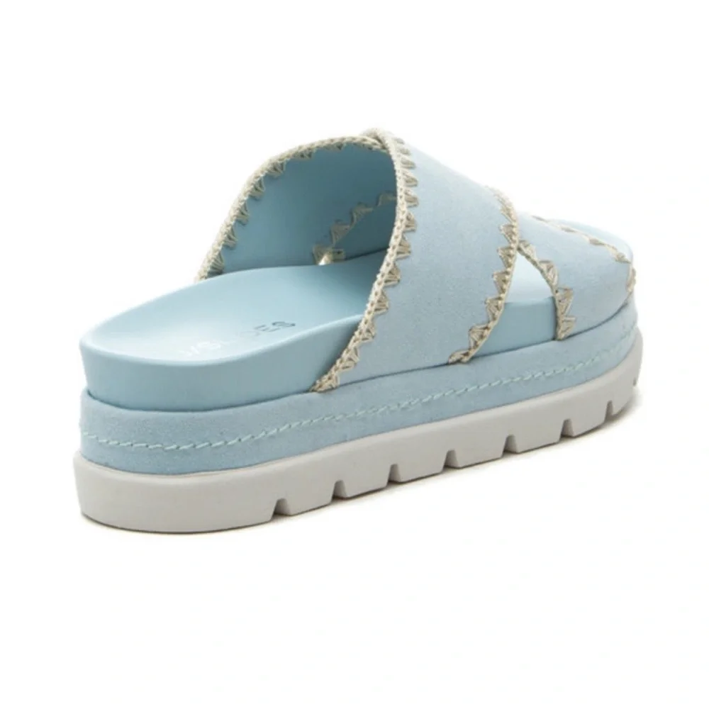 NIB J/SLIDES BAE Light Blue Faux Suede Sandal ANTHROPOLOGIE - Picture 2 of 11